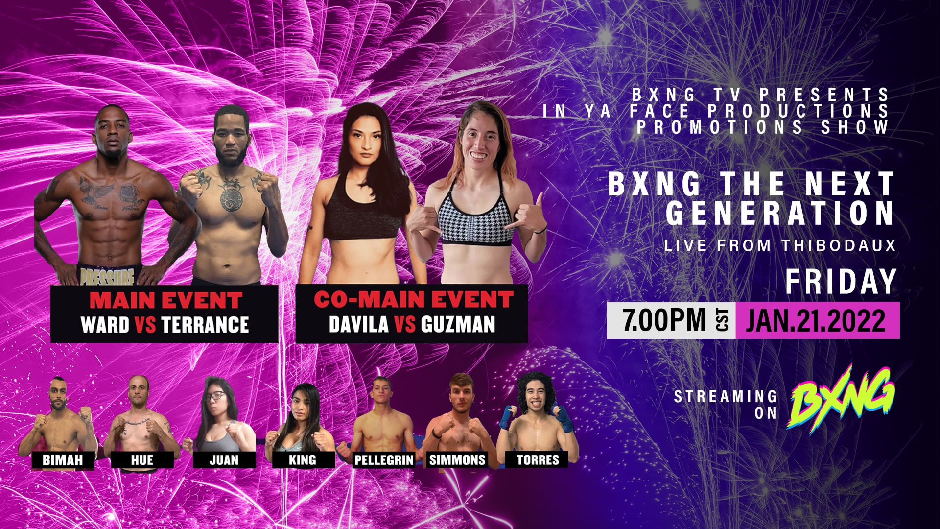BXNG TV Presents In Ya Face Productions Promotions Caged Warrior Championships 28 Show Live Stream 01/21/23